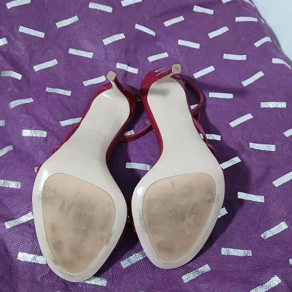 Le silla womens size 38 us 6.5 maroon slingback pump stiletto sandals Italian - Picture 7 of 8